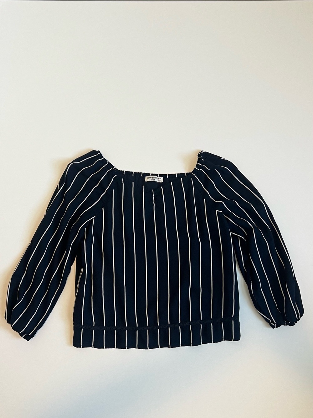 abercrombie kids Navy and White Striped Peasant Top